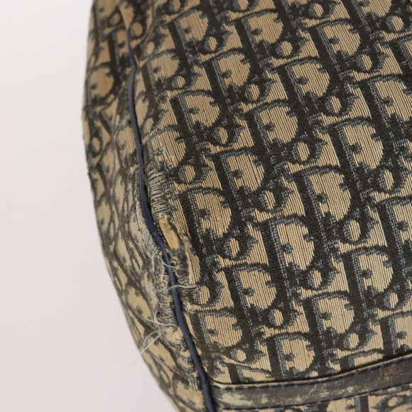 Christian Dior Trotter Canvas Boston Bag Navy Silver Auth 142424