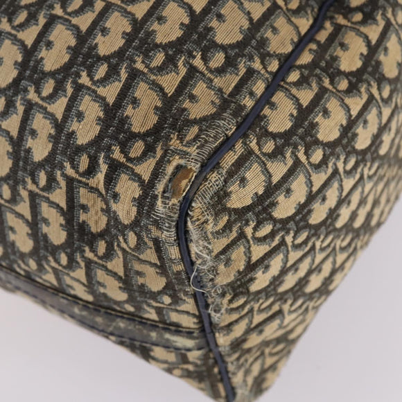 Christian Dior Trotter Canvas Boston Bag Navy Silver Auth 142424