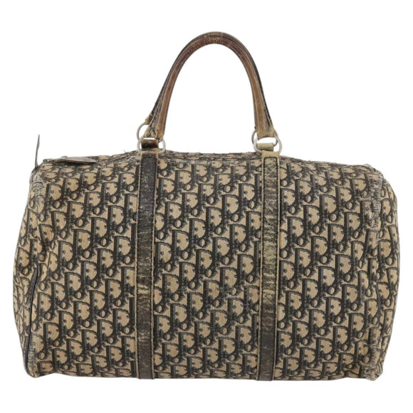 Christian Dior Trotter Canvas Boston Bag Navy Silver Auth 142424