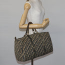 Christian Dior Trotter Canvas Boston Bag Navy Silver Auth 142424-20