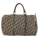 Christian Dior Trotter Canvas Boston Bag Navy Silver Auth 142424-2