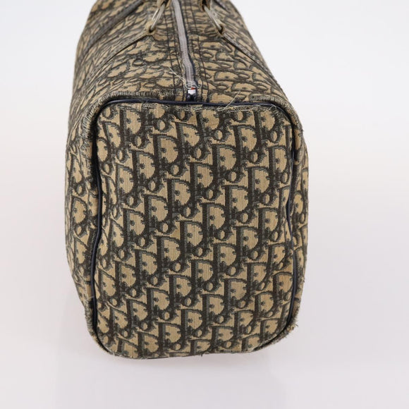 Christian Dior Trotter Canvas Boston Bag Navy Silver Auth 142424