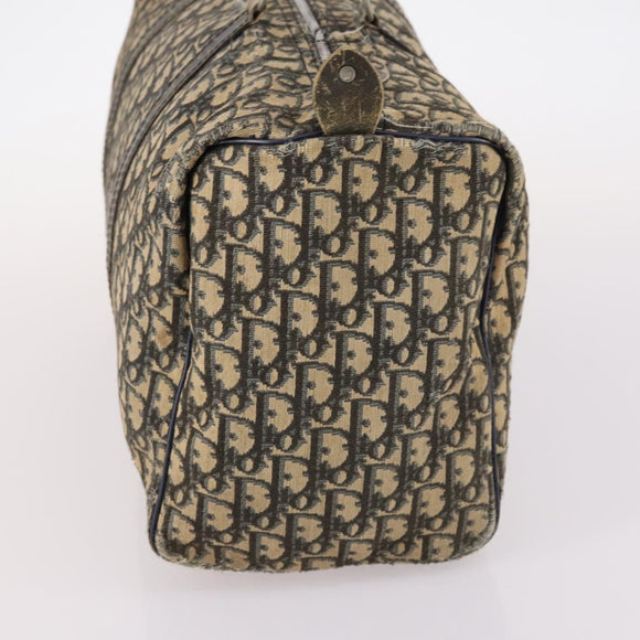 Christian Dior Trotter Canvas Boston Bag Navy Silver Auth 142424