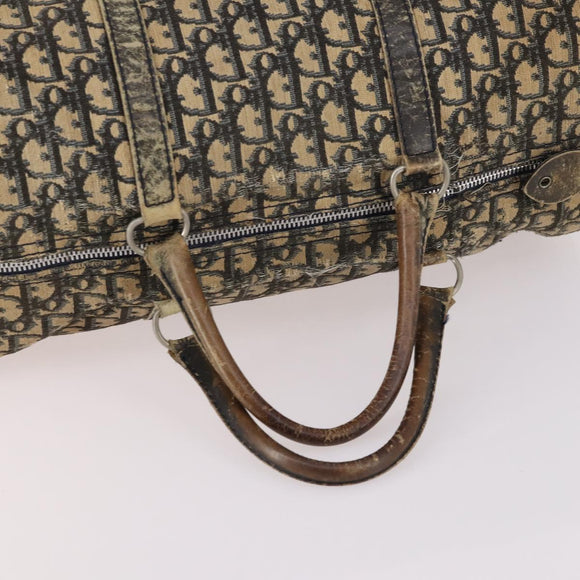 Christian Dior Trotter Canvas Boston Bag Navy Silver Auth 142424