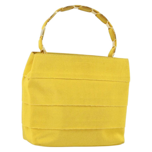 Salvatore Ferragamo Vala Hand Bag Nylon Yellow Gold Auth 142433