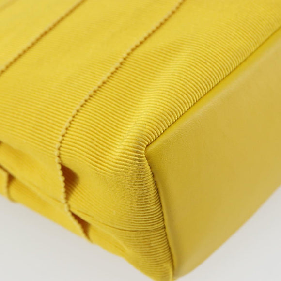 Salvatore Ferragamo Vala Hand Bag Nylon Yellow Gold Auth 142433