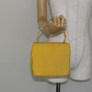Salvatore Ferragamo Vala Hand Bag Nylon Yellow Gold Auth 142433-19