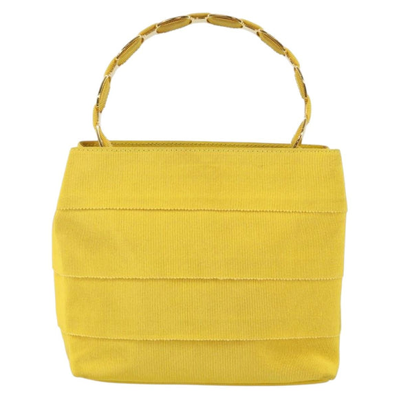 Salvatore Ferragamo Vala Hand Bag Nylon Yellow Gold Auth 142433