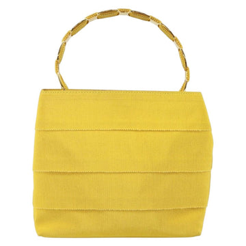 Salvatore Ferragamo Vala Hand Bag Nylon Yellow Gold Auth 142433 - 0