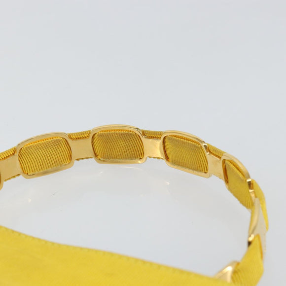 Salvatore Ferragamo Vala Hand Bag Nylon Yellow Gold Auth 142433