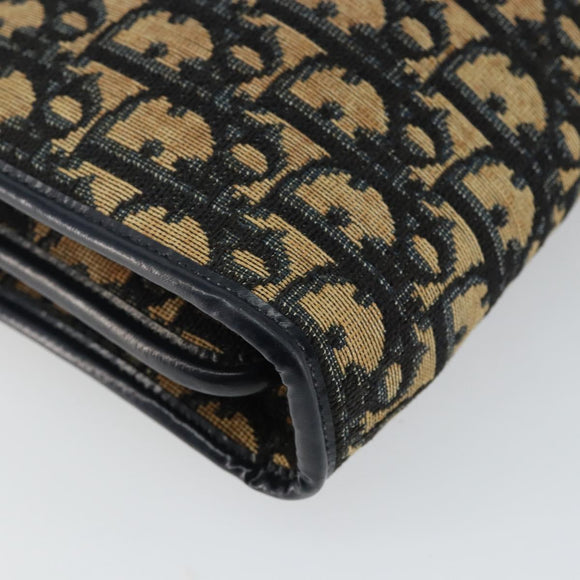 Christian Dior Trotter Canvas Hand Bag Navy Gold Auth 142435