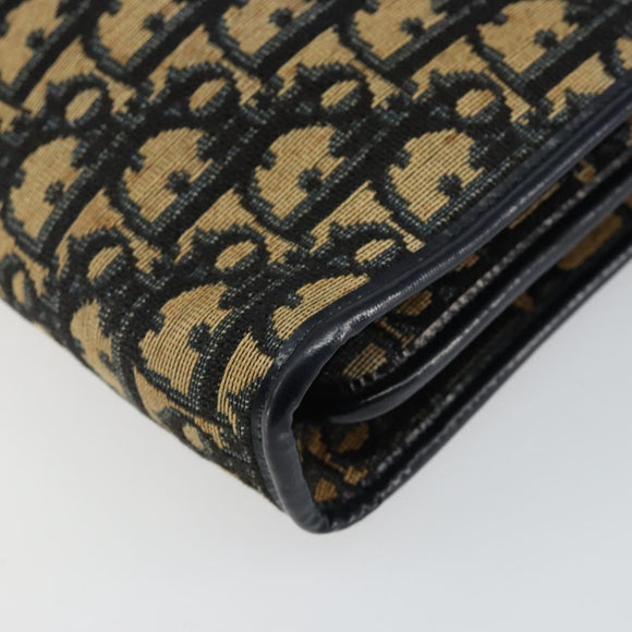 Christian Dior Trotter Canvas Hand Bag Navy Gold Auth 142435