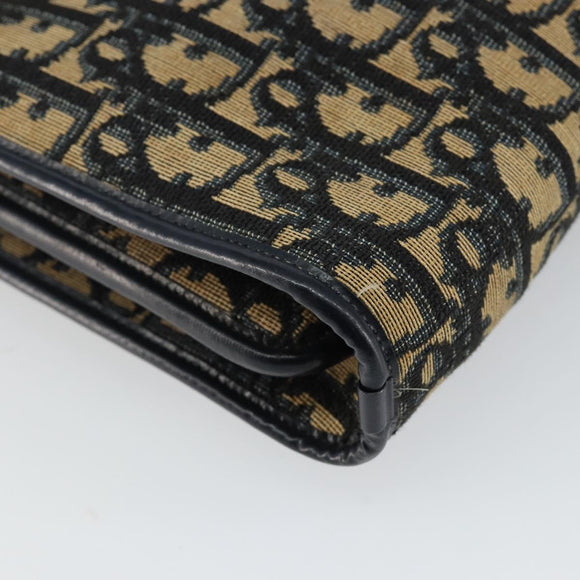 Christian Dior Trotter Canvas Hand Bag Navy Gold Auth 142435