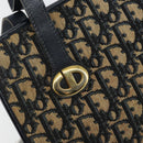 Christian Dior Trotter Canvas Hand Bag Navy Gold Auth 142435-9