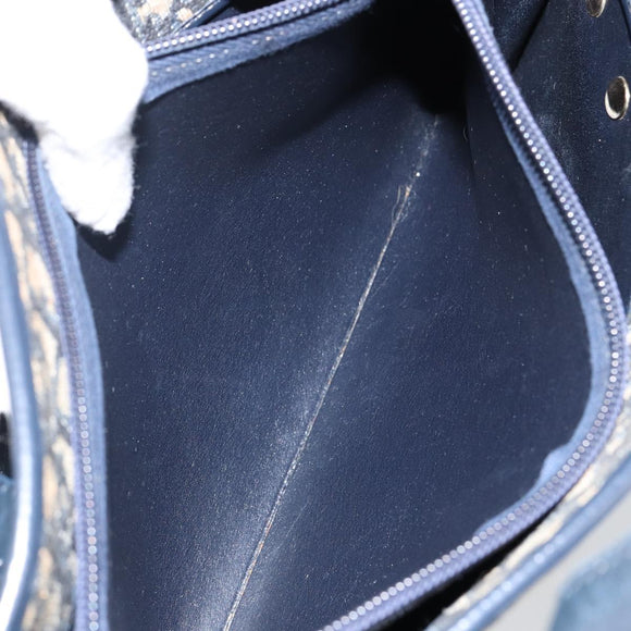 Christian Dior Trotter Canvas Hand Bag Navy Gold Auth 142435