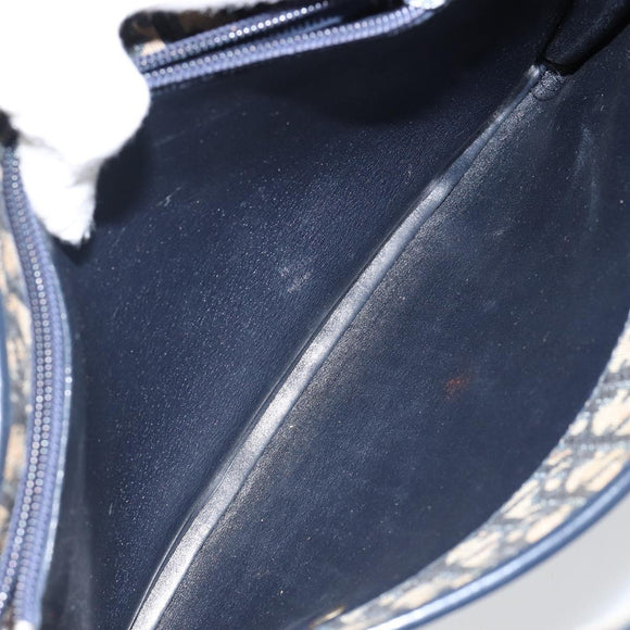 Christian Dior Trotter Canvas Hand Bag Navy Gold Auth 142435