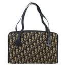 Christian Dior Trotter Canvas Hand Bag Navy Gold Auth 142435-2