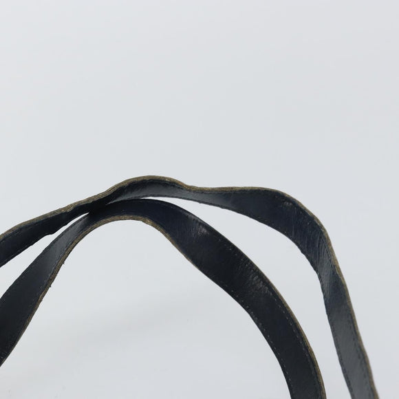 Christian Dior Trotter Canvas Hand Bag Navy Gold Auth 142435