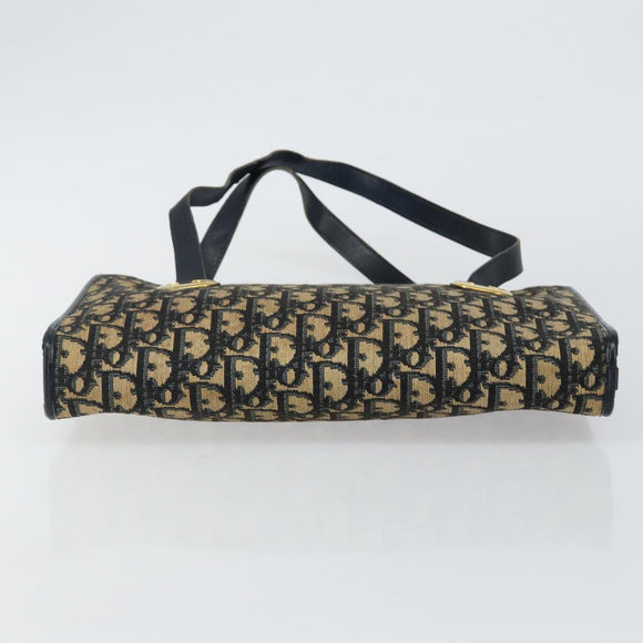 Christian Dior Trotter Canvas Hand Bag Navy Gold Auth 142435