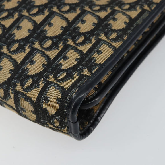 Christian Dior Trotter Canvas Hand Bag Navy Gold Auth 142435