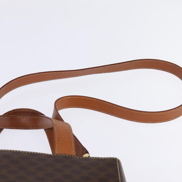 CELINE Macadam Canvas Hand Bag PVC Leather 2way Brown Gold Auth 142436