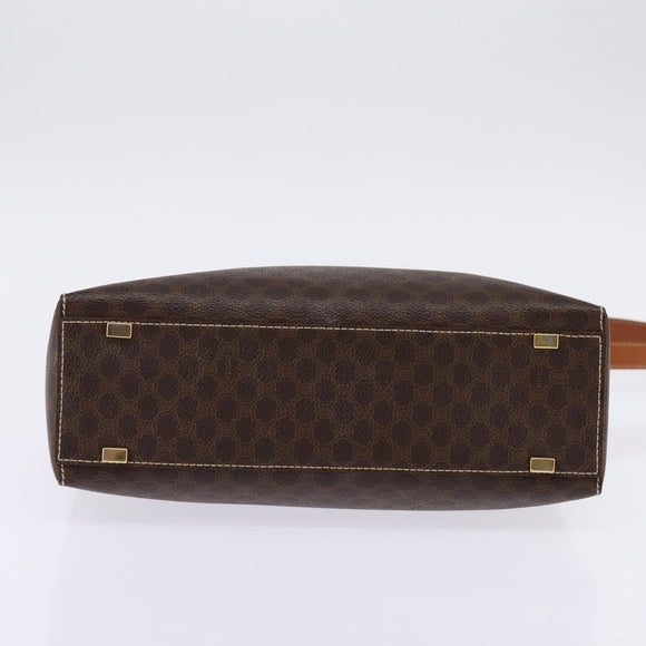 CELINE Macadam Canvas Hand Bag PVC Leather 2way Brown Gold Auth 142436