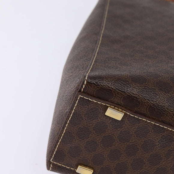 CELINE Macadam Canvas Hand Bag PVC Leather 2way Brown Gold Auth 142436