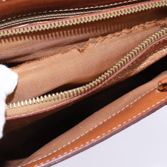 CELINE Macadam Canvas Hand Bag PVC Leather 2way Brown Gold Auth 142436