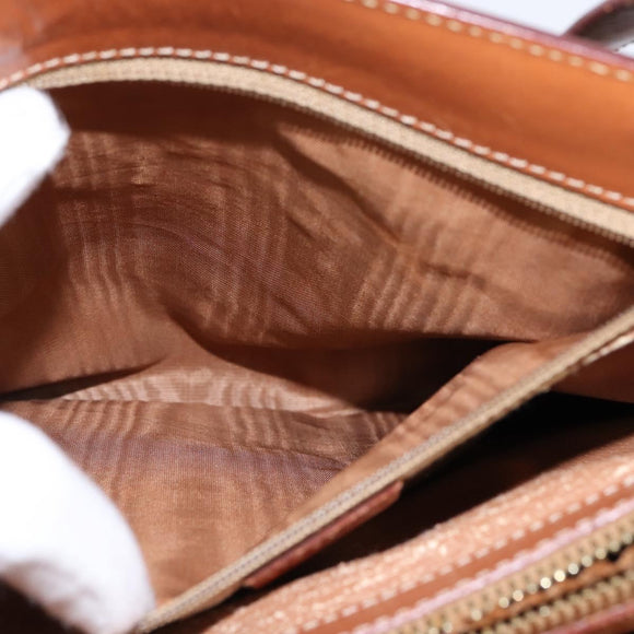 CELINE Macadam Canvas Hand Bag PVC Leather 2way Brown Gold Auth 142436