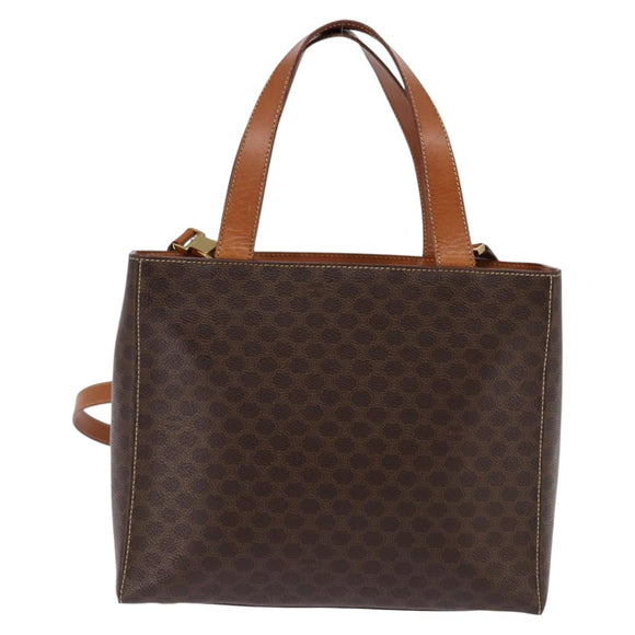 CELINE Macadam Canvas Hand Bag PVC Leather 2way Brown Gold Auth 142436