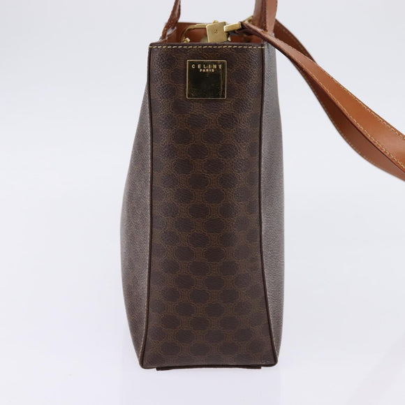 CELINE Macadam Canvas Hand Bag PVC Leather 2way Brown Gold Auth 142436