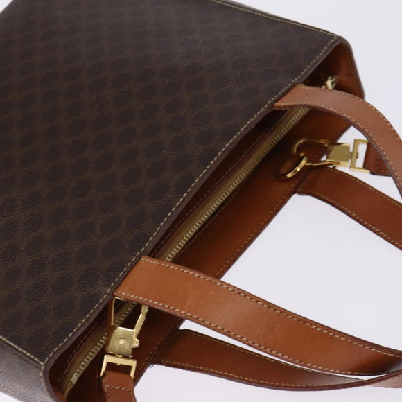 CELINE Macadam Canvas Hand Bag PVC Leather 2way Brown Gold Auth 142436