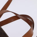 CELINE Macadam Canvas Hand Bag PVC Leather 2way Brown Gold Auth 142436-8
