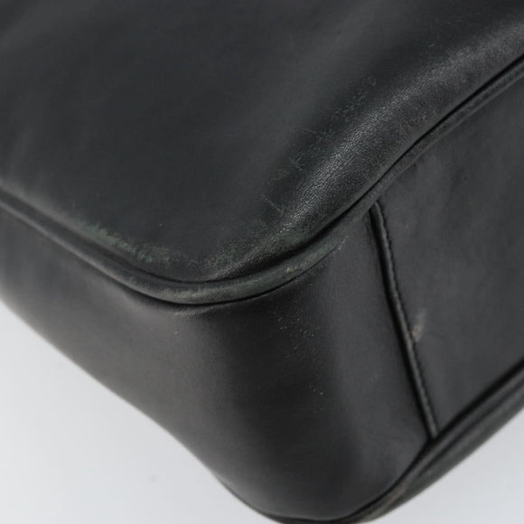 GUCCI Bamboo Hand Bag Leather Black Gold 001 1998 1638 Auth 142437