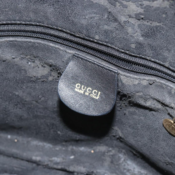 GUCCI Bamboo Hand Bag Leather Black Gold 001 1998 1638 Auth 142437