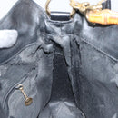 GUCCI Bamboo Hand Bag Leather Black Gold 001 1998 1638 Auth 142437-20