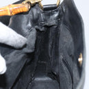 GUCCI Bamboo Hand Bag Leather Black Gold 001 1998 1638 Auth 142437-21