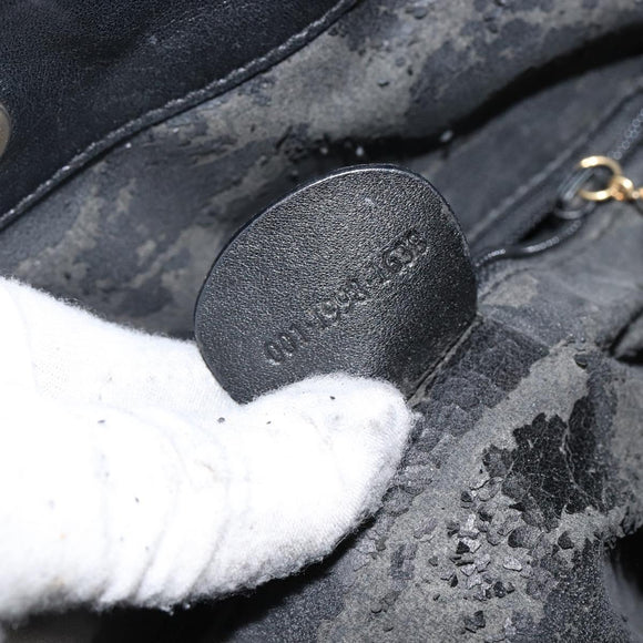 GUCCI Bamboo Hand Bag Leather Black Gold 001 1998 1638 Auth 142437