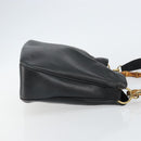 GUCCI Bamboo Hand Bag Leather Black Gold 001 1998 1638 Auth 142437-3