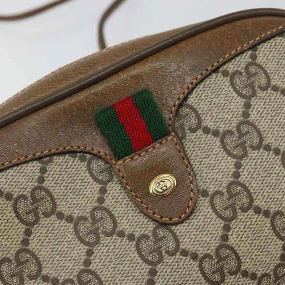 GUCCI GG Supreme Web Sherry Line Bag PVC Beige Gold 89 02 066 Auth 142438