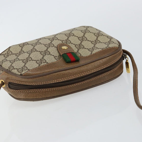 GUCCI GG Supreme Web Sherry Line Bag PVC Beige Gold 89 02 066 Auth 142438