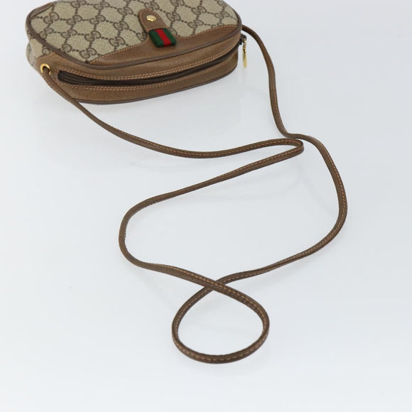 GUCCI GG Supreme Web Sherry Line Bag PVC Beige Gold 89 02 066 Auth 142438