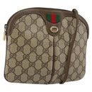 GUCCI GG Supreme Web Sherry Line Bag PVC Beige Gold 904 02 047 Auth 142439-1