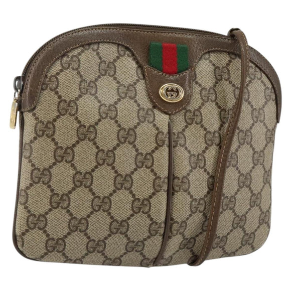 GUCCI GG Supreme Web Sherry Line Bag PVC Beige Gold 904 02 047 Auth 142439