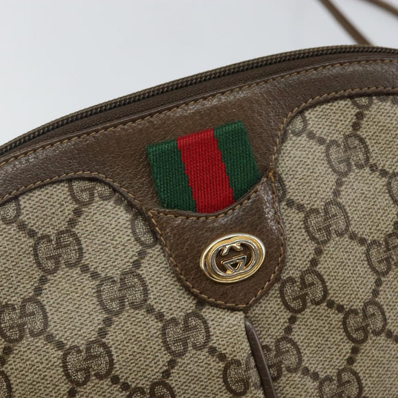 GUCCI GG Supreme Web Sherry Line Bag PVC Beige Gold 904 02 047 Auth 142439