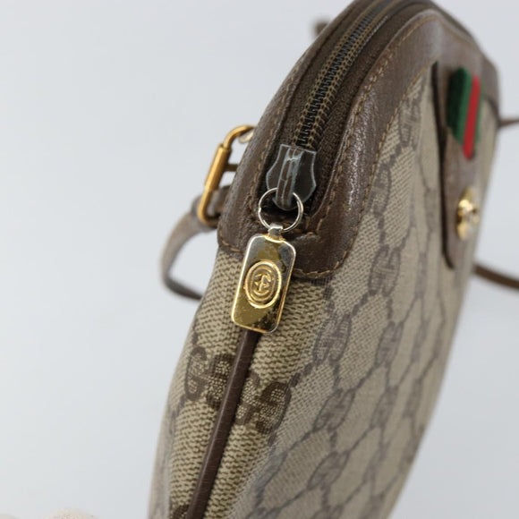 GUCCI GG Supreme Web Sherry Line Bag PVC Beige Gold 904 02 047 Auth 142439