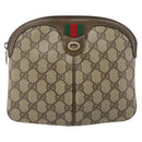 GUCCI GG Supreme Web Sherry Line Bag PVC Beige Gold 904 02 047 Auth 142439-13