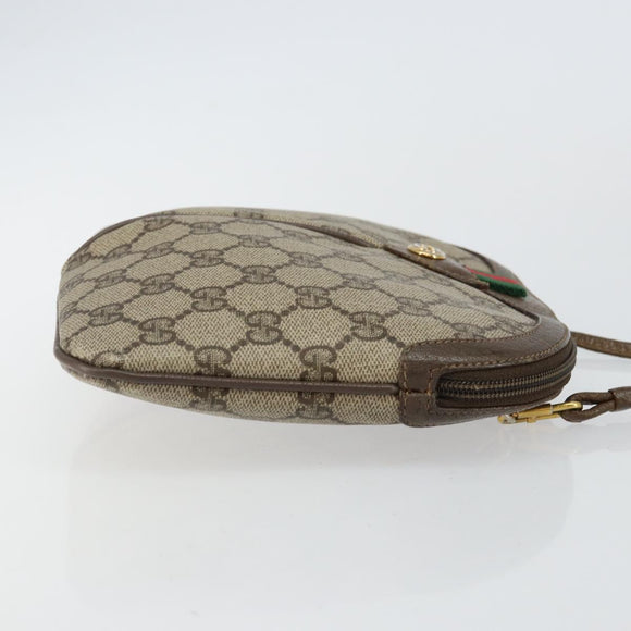 GUCCI GG Supreme Web Sherry Line Bag PVC Beige Gold 904 02 047 Auth 142439