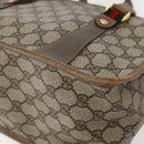 GUCCI GG Supreme Web Sherry Line Bag PVC 2way Beige Gold 41 02 039 Auth 142440-9