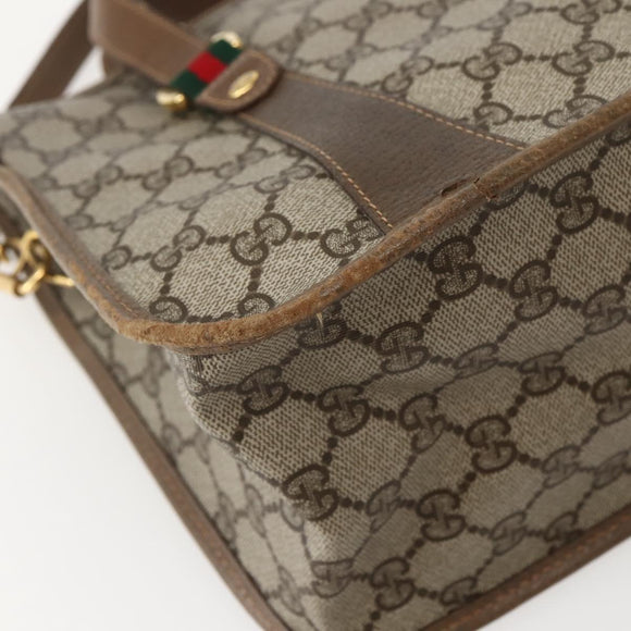 GUCCI GG Supreme Web Sherry Line Bag PVC 2way Beige Gold 41 02 039 Auth 142440